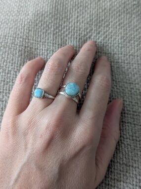 Bundle 925 Sterling Silver  Larimar Stones Rings